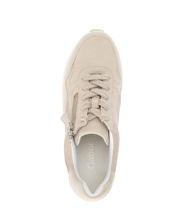 Baskets beiges en cuir velours
