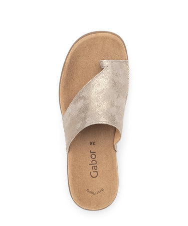 Mules beiges/reflets dorés en nubuck