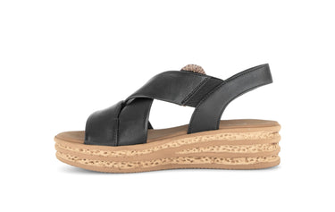 Sandales noires en cuir lisse
