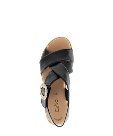 Sandales noires en cuir lisse