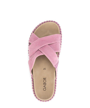 Mules roses en nubuck