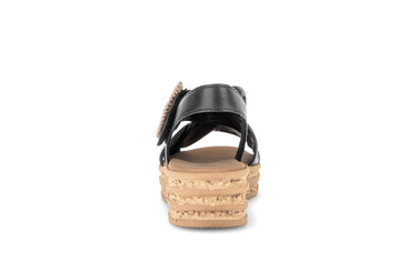 Sandales noires en cuir lisse